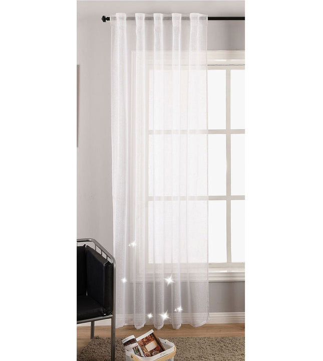 Transparente Gardine Vorhang Schal verdeckte Schlaufen Lurex Garn glänzend (Höhe x Breite cm) 20477