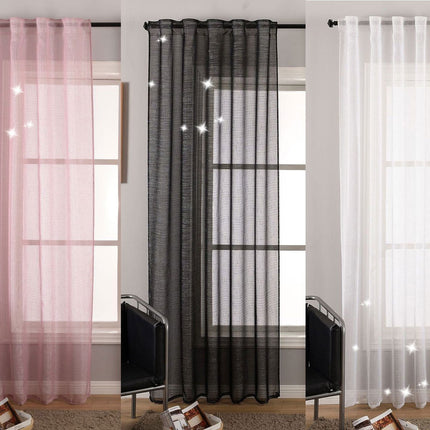 Transparente Gardine Vorhang Schal verdeckte Schlaufen Lurex Garn glänzend (Höhe x Breite cm) 20477