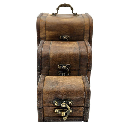 Schatzkiste Holzkiste mit Deckel Kiste weiß braun kleine Schatztruhe 3er Set