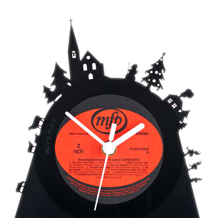 Schallplattentischuhr Weihnachten #1