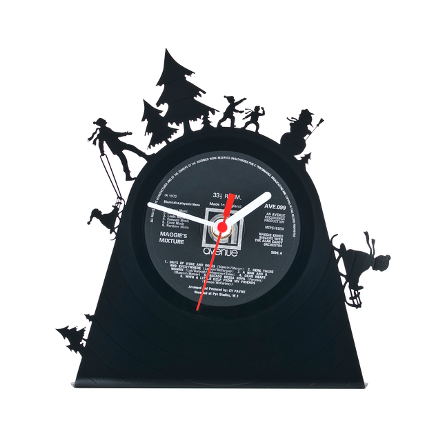 Schallplattentischuhr Snowfun