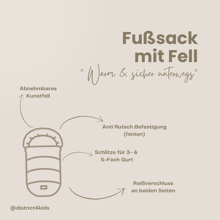 Winterfußsack wasserabweisend mit Fell – für Kinderwagen