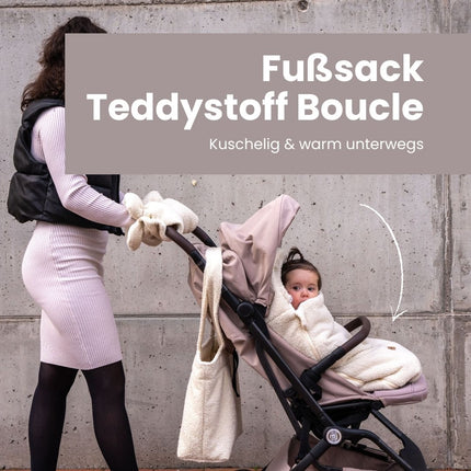 Winterfußsack Teddystoff Bouclé – für Kinderwagen & Autoschale