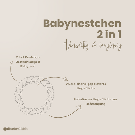 Babynestchen 2-in-1 – Kuscheliger Baby-Kokon & Bettumrandung
