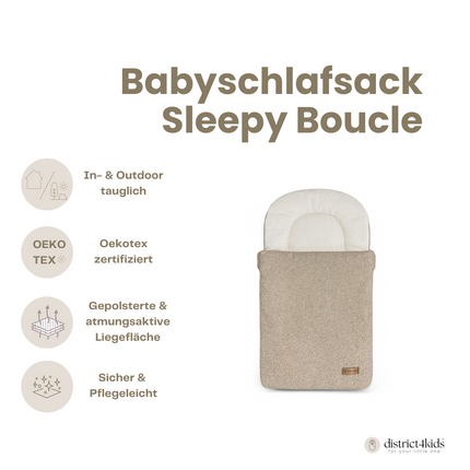Babyschlafsack Sleepy Teddystoff Bouclé - kuscheliger Ganzjahresschlafsack