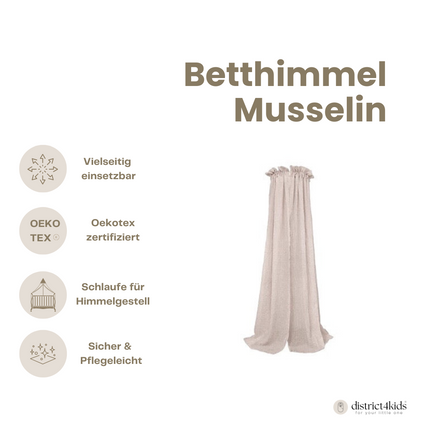 Betthimmel Musselin für Babybett & Kinderzimmer – atmungsaktiv & stilvoll