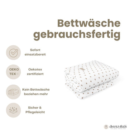 Bettwäsche gebrauchsfertig Musselin Herzen braun – Weich & Atmungsaktiv