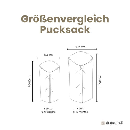 Pucksack Musselin Herzen braun mitwachsend – Ganzjahres Babyschlafsack