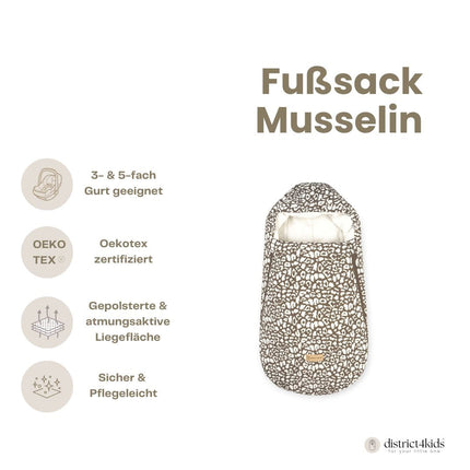 Winterfußsack Musselin Leopard für Kinderwagen Autoschale