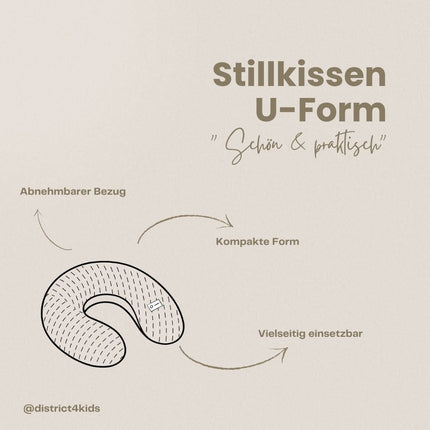 Stillkissen U-Form Musselin mit abnehmbaren Bezug – ergonomisches Mondstillkissen