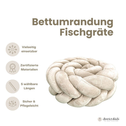 Bettschlange geflochten Fischgrätenoptik Velours – Premium Schutz & Komfort