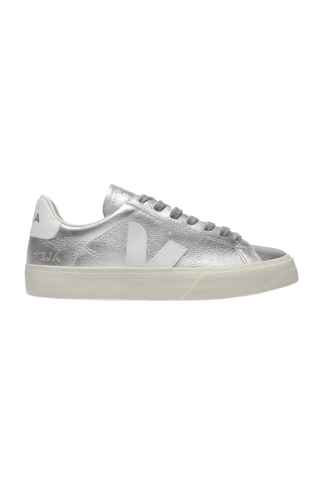 Sneakers Campo aus Silber und weißem Leder Chromefree