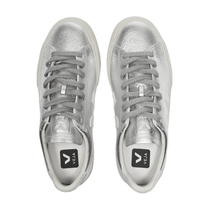 Sneakers Campo aus Silber und weißem Leder Chromefree