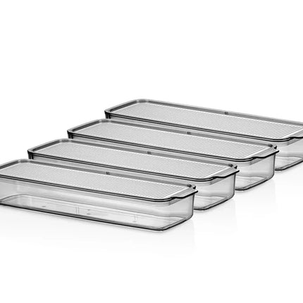Mina Organizer Plastik Regal Şeffaf Füme 4x750ml (mit Deckel)