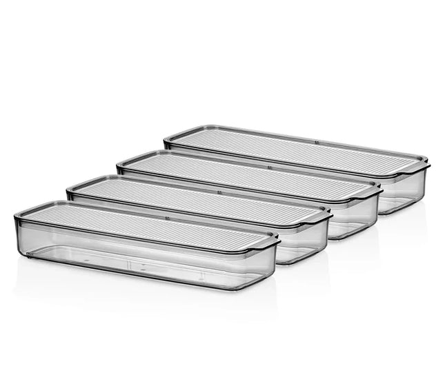 Mina Organizer Plastik Regal Şeffaf Füme 4x750ml (mit Deckel)
