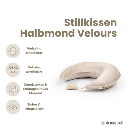 Stillkissen Halbmond Velours– Komfort, Unterstützung & vielseitige Nutzung
