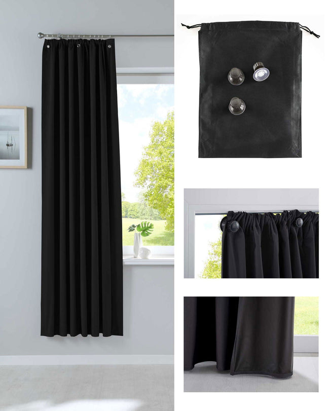 Verdunkelungsvorhang »DARK« Saugnapf Abnehmbar Reisevorhang Vorträge Vorhang 100% Verdunkelung Softshell Material Multi Aufhängung Strandhaus Vorhalle Cabana 10000335set