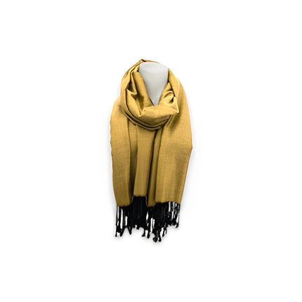 Fransenschal » Winterschal 175 x 70 cm » glänzender Winter Schal » Schal mit schwarzen Fransen