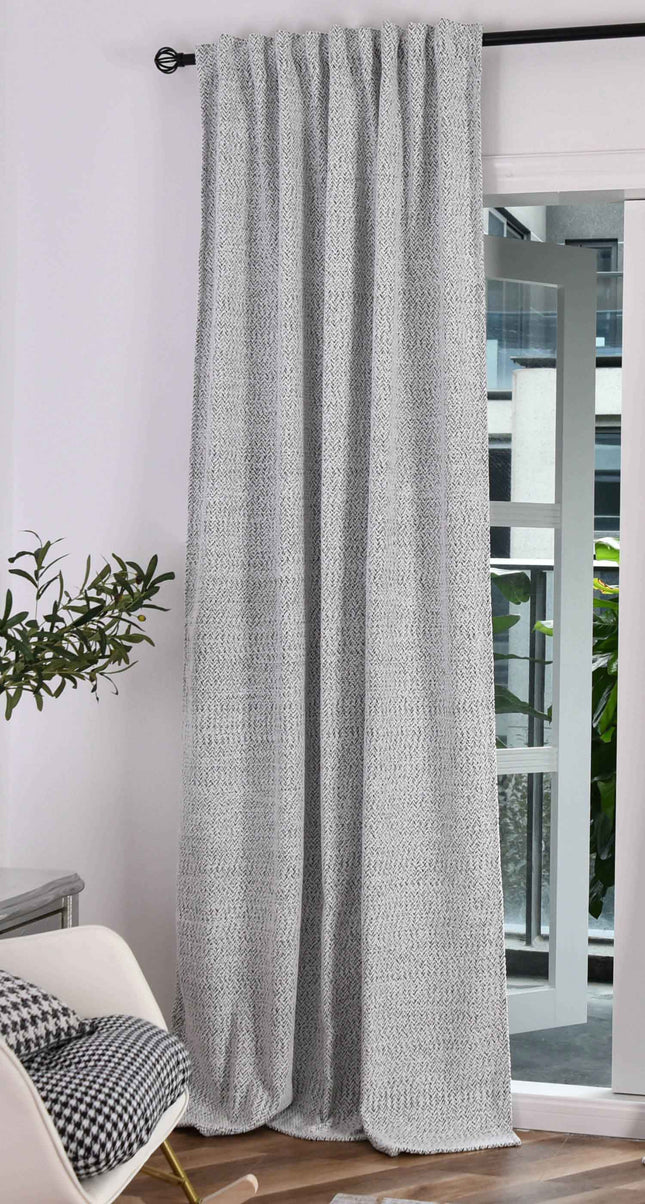 Vorhang Chenille Vorhang Bouclé-Struktur HxB 245x140 cm Weiß Schwarz »MONTANA« Multiband-Aufhängung Pflegeleicht 2023330