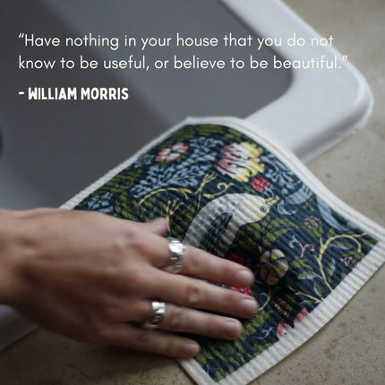 5x Art Spültücher bedruckt Set - William Morris Green Edition