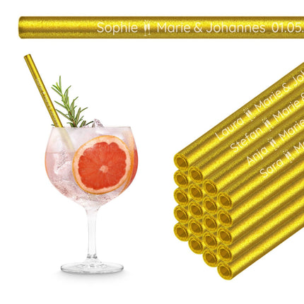 Hochzeit Gastgeschenk gravierte Glasstrohhalme mit 50 individuellen Gast Namen