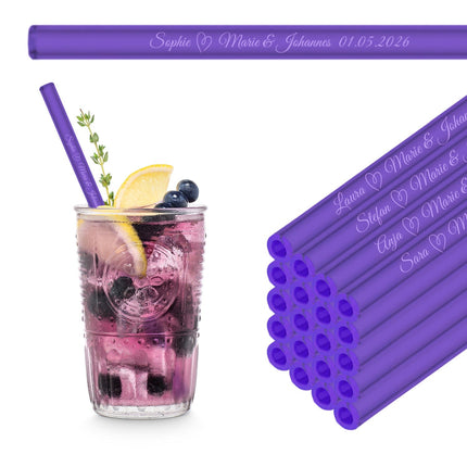 Hochzeit Gastgeschenk gravierte Glasstrohhalme mit 50 individuellen Gast Namen