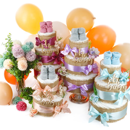 Große Windeltorte Alles Jute zur Geburt lilac
