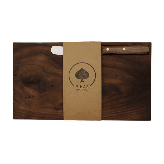 Walnuss Holzbrettchen Massivholz mit Buckelsmesser