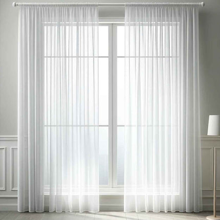 Weiße Voile Gardine dicht gewebt transparent Bleibandabschluss Tunneldurchzug 8 cm Gardinenband maschinenwaschbar verschiedene Größen 610011N