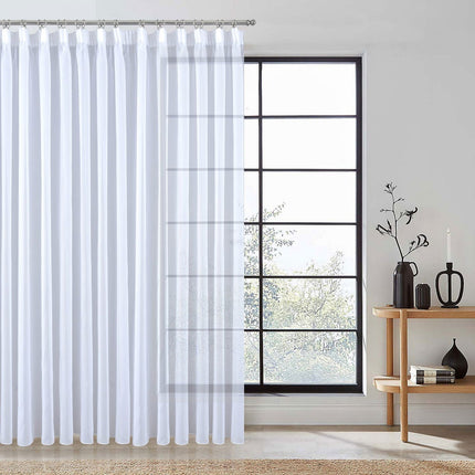 Weiße Voile Gardine dicht gewebt transparent Bleibandabschluss Tunneldurchzug 8 cm Gardinenband maschinenwaschbar verschiedene Größen 610011N