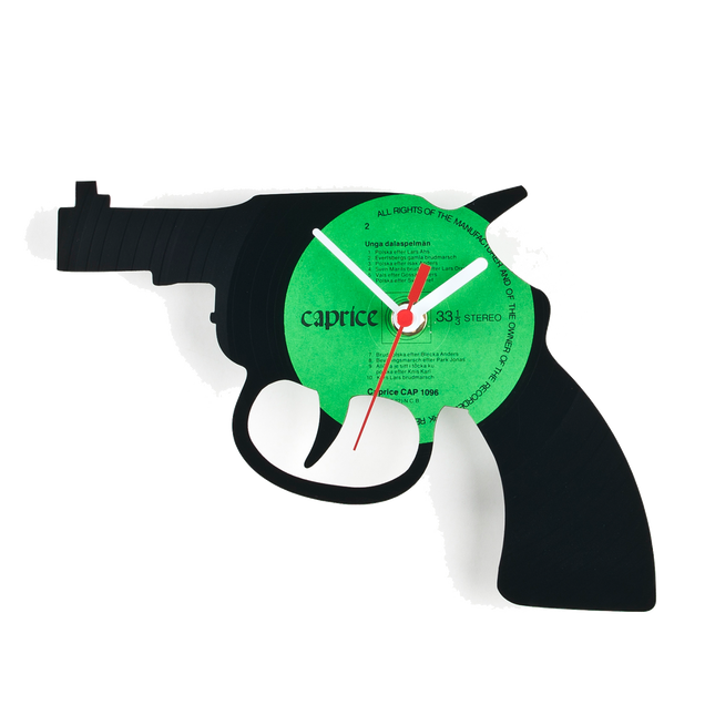 Schallplattenuhr Pistole