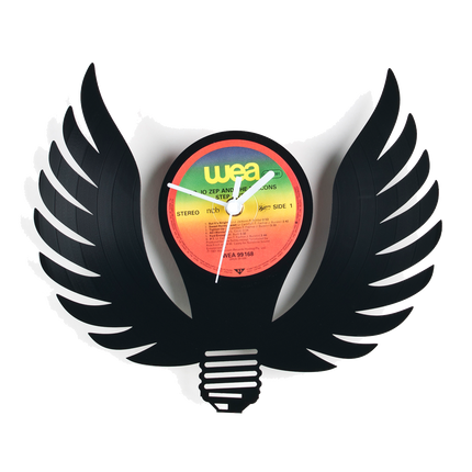 Schallplattenuhr geflügelte Glühbirne