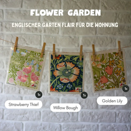 5x Art Spültücher bedruckt Set - William Morris Flower Garden