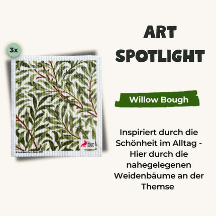 3x Art Spültücher waschbar - Original William Morris Willow Bough