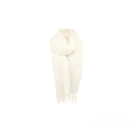 Winter Damen Schal » Fransenschal 220 x 72 cm » Damenschal in Faltenoptik » Winterschal Soft Cashmera Plissee