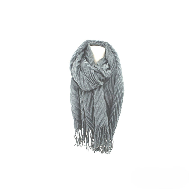 Winter Damen Schal » Fransenschal 220 x 72 cm » Damenschal in Faltenoptik » Winterschal Soft Cashmera Plissee