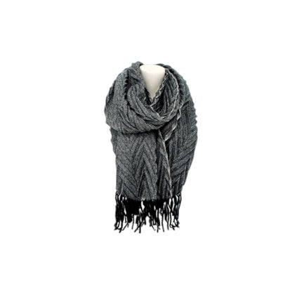 Winter Damen Schal » Fransenschal 220 x 72 cm » Damenschal in Faltenoptik » Winterschal Soft Cashmera Plissee