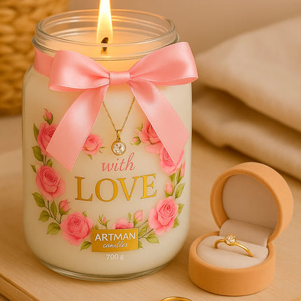 Schmuckkerze - XXL Duftkerze mit Schmuck - Luxus Edition