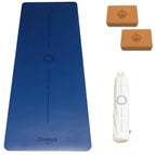 Eco-PU Jeansblue mit 2 Yogablöcken Lotus