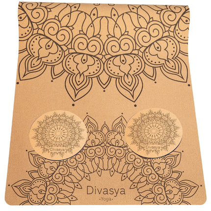 Yoga Set KOMFORT: Kork Yogamatte mit Yoga Knie Pads