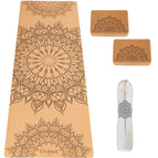 Kork Mandala mit 2 Yogablöcken Mandala