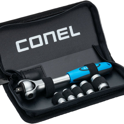 Steckschlüssel-Satz 180° Drehkopf CONEL mit Aufsätzen 1/4" (6, 7, 8, 10, 13 mm) im Etui