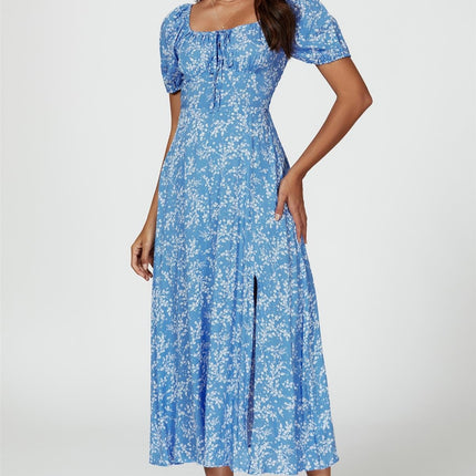Floral Print Maxi Dress In Blue