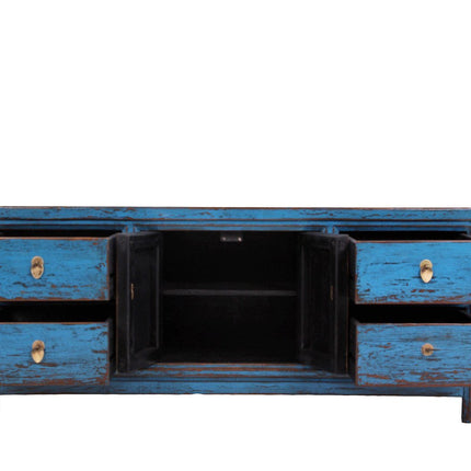 Vintage Asia Asiatisches Lowboard Kommode Bank Blau - Art. 35208-1