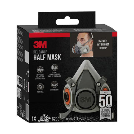 Auslaufartikel: 3M™ Halbmasken-Gehäuse 6200 wiederverwendbar, mittelgroß | Packung (1 Stück)
