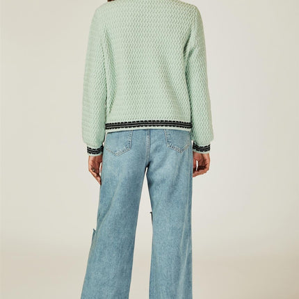 Pocket Knit Cardigan In Grey Green