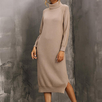 Jumper Dress With High Neck In Beige