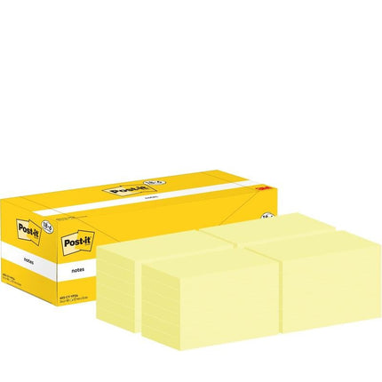 Post-it® Notes, Gelb, 76 mm x 127 mm, 100 Blatt/Block, 18 Blöcke + 6 Gratis/Packung, Kartonverpackung, 100% PEFC, SGSCH-PEFC-COC-110078 | Packung (1 Stück)
