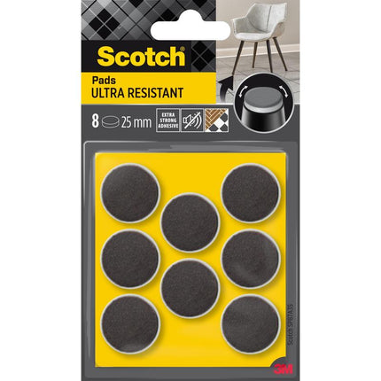 Scotch® Extrembeständige Filzpads SP87A35, selbsthaftend, grau/selbsthaftend, weiß, Ø 25 mm, 8/Packung | Packung (1 Stück)