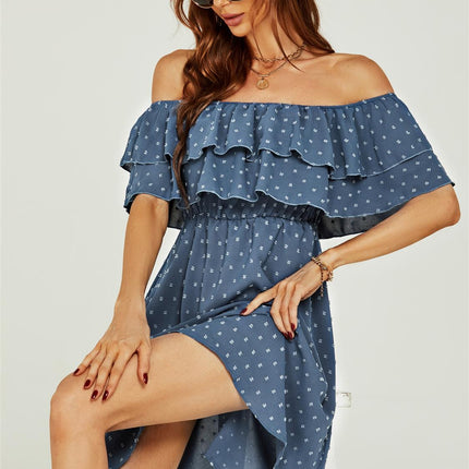 Bardot Frill Mini Dress In Blue